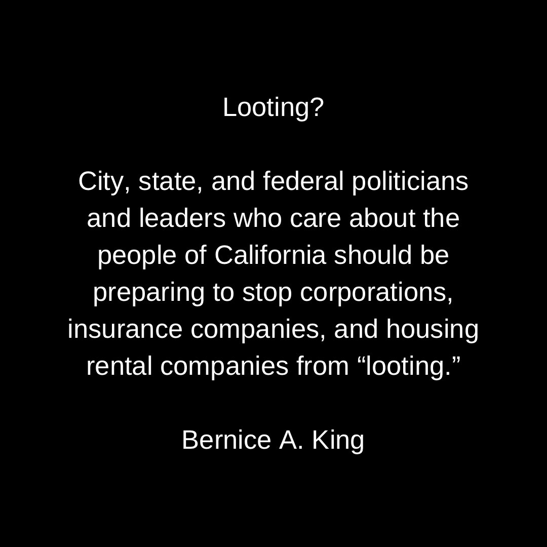 BerniceKing's tweet photo. Looting that’s very strategic, inhumane, and generationally devastating… 

#California #CaliforniaWildfires #LAWildfires #InjusticeAnywhere https://t.co/TPn7dGmdZo
