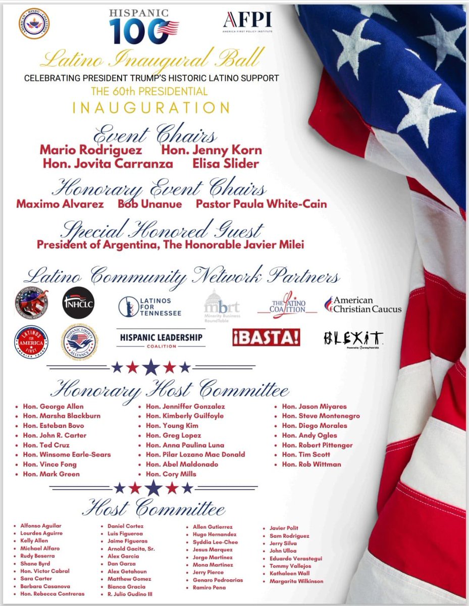 RNHAFL's tweet photo. Join us for the Latino Inaugural Ball on January 19, 2025, at The Mayflower Hotel in Washington, D.C.!

A night to celebrate Latino leadership, unity, and the 60th Presidential Inauguration. 🇺🇸✨

#LatinoInauguralBall #RNHA #LatinoLeadership #MAGA @OfficialRNHA https://t.co/2qH05Zi4zi