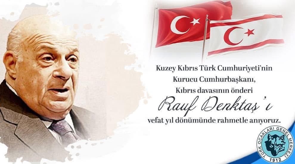 turkocaklari's tweet photo. Kuzey Kıbrıs Türk Cumhuriyeti'nin Kurucu Cumhurbaşkanı, Kıbrıs davasının önderi Rauf Denktaş’ı vefat yıl dönümünde rahmetle anıyoruz. https://t.co/3tzORPMvpW