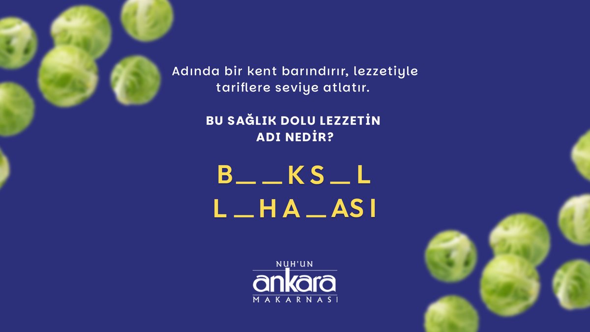 Bu hafta lezzet yolculuğumuza eşlik eden sebzeyi tahmin edebilir misin? 🧩❓İpuçlarını topla, cevabını yorumlarda paylaş! 

Haftanın tarifleri, önerileri ve mutfak sırları için bizi takip etmeyi unutma! 🌟

#AnkaraMakarna #Makarna #MevsimSebzesi #HaftanınÜrünü #NuhunMutfağı
