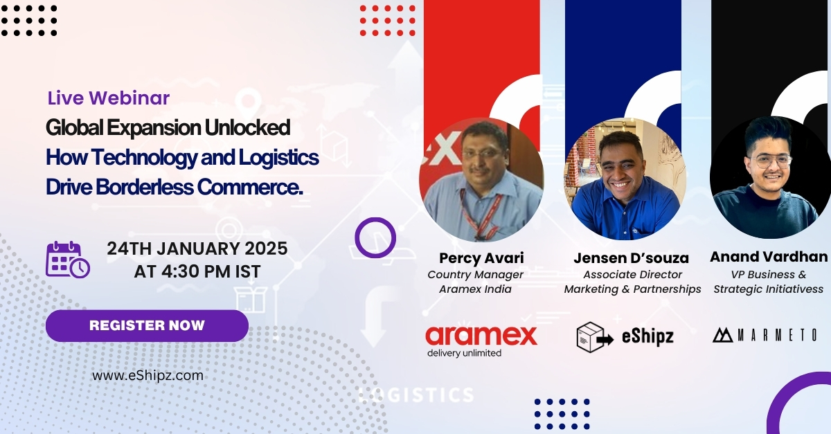 🌍 Global Expansion Unlocked: How Tech &amp; Logistics Drive Borderless Commerce 📢

🗓️ 24th Jan 2025 | 🕟 4:30 PM IST

✨ <a href="/percyavari/">Percy Avari</a> ,<a href="/Aramex/">Aramex</a> 
✨ <a href="/taint3d_dr3ams/">Jensen D'souza</a> , <a href="/EShipz/">eShipz</a> 
✨ Anand Vardhan, Marmeto

👉 Register now: live.zoho.in/qaZhE4PGbz

#GlobalCommerce #Logistics #Tech
