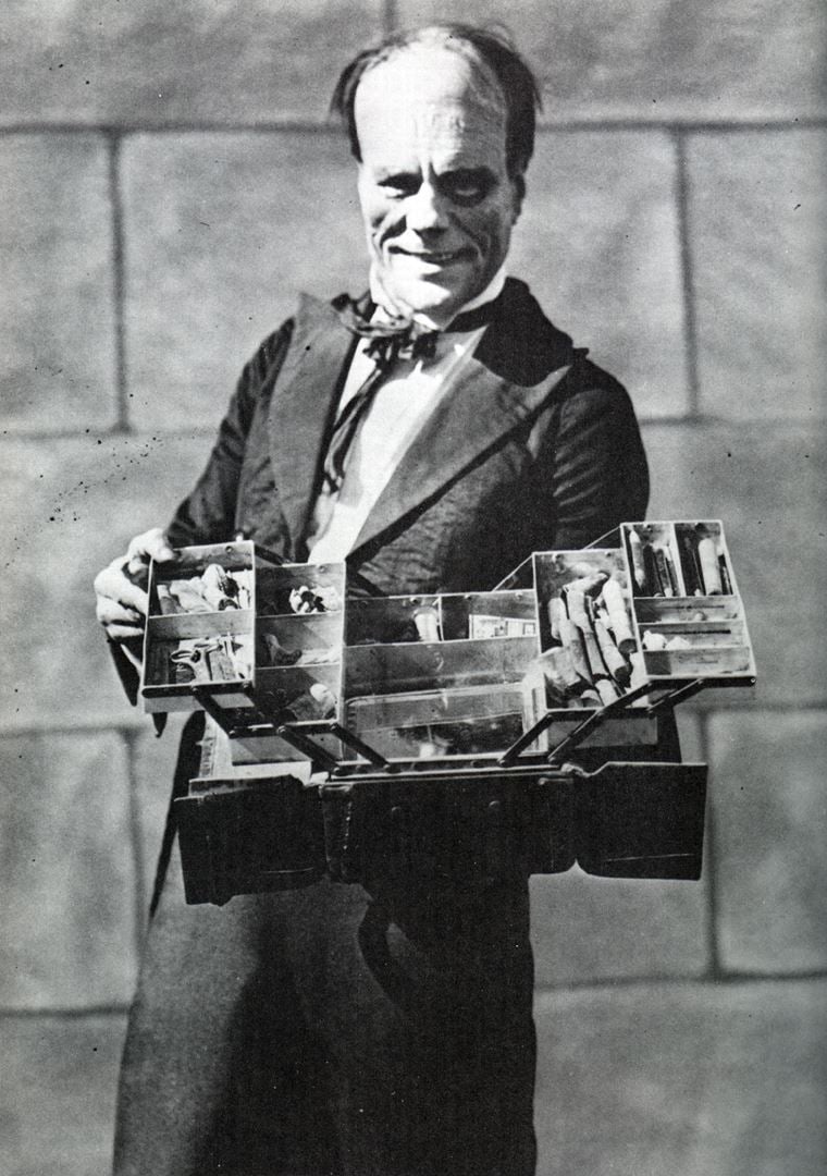 Lon Chaney and his magic makeup box on the set of Phantom of the Opera in 1925-  Universal demolished Stage 28 in 2014 to make way for theme park expansion. The set was preserved and will be displayed in a different location