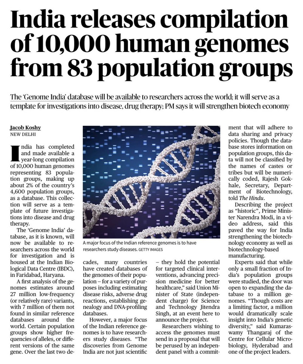 Department of Biotechnology (@dbtindia) on Twitter photo The #GenomeIndia Project offers 10,000 genomes that represent the 4 broad linguistic groups, and regions across India. They are available at the <a href="/ibdctweets/">IBDC (Indian Biological Data Centre)</a> at <a href="/unescorcb/">RCB</a> for academics to analyze and unveil mysteries.
<a href="/DrJitendraSingh/">Dr Jitendra Singh</a> <a href="/rajesh_gokhale/">Rajesh Gokhale</a> The #GenomeIndia Project offers 10,000 genomes that represent the 4 broad linguistic groups, and regions across India. They are available at the <a href="/ibdctweets/">IBDC (Indian Biological Data Centre)</a> at <a href="/unescorcb/">RCB</a> for academics to analyze and unveil mysteries.
<a href="/DrJitendraSingh/">Dr Jitendra Singh</a> <a href="/rajesh_gokhale/">Rajesh Gokhale</a>