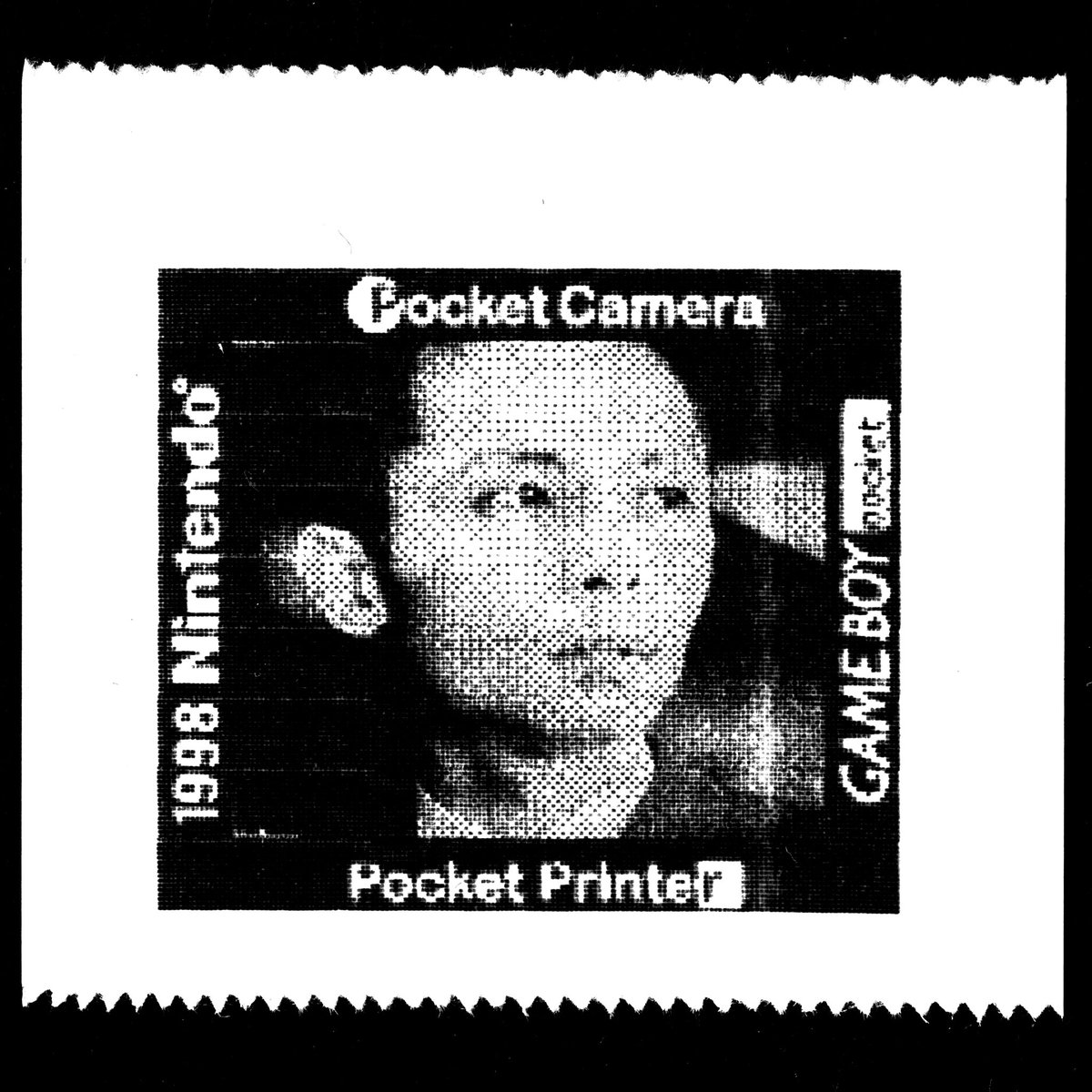 pokecamedays's tweet image. Nintendoポケットカメラで撮った色んな顔（看板）

The face of a person taken with the Game Boy Camera.

#gameboycamera #pocketcamera