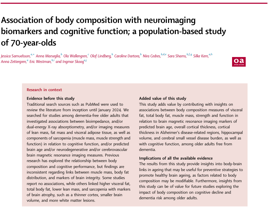 nick_krontiris's tweet photo. In this one, higher muscle quantity was associated with better brain related outcomes, whereas sarcopenia, probable sarcopenia and visceral adipose tissue accumulation were associated with worse brain-related outcomes in dementia-free 70-year-old individuals. https://t.co/65SF4ufyBJ