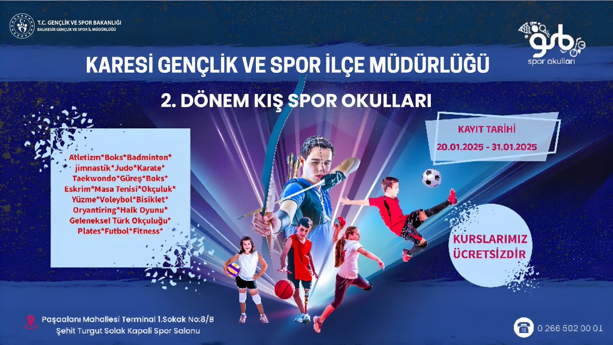 cnrcrlk45's tweet photo. 21 branşta GSB Kış Spor Okulları 2.Dönem kayıtlarımız başlıyor.
Tüm Kurslarımız Ücretsizdir. https://t.co/VV6HRhRSc7