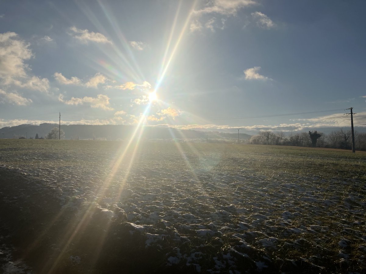 gregomaggie's tweet photo. Promenade dans ce beau paysage glacé, comme figé dans la neige. Heureusement, le soleil nous a réchauffés ☀️❄️☃️ https://t.co/3xVvrlxE5U