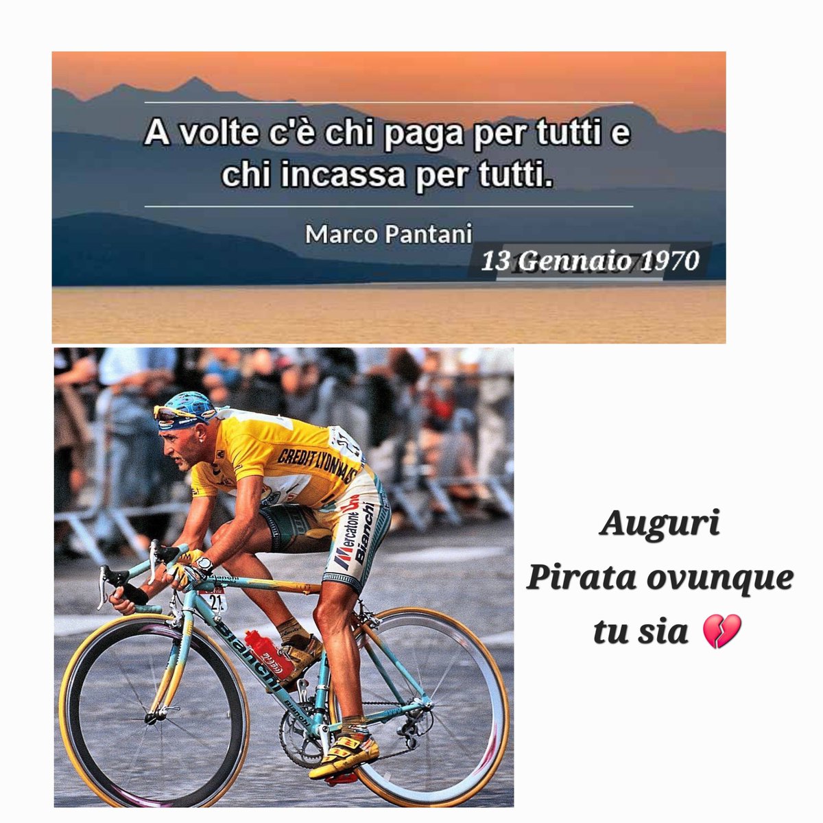 piccagiorgio's tweet photo. Oggi avresti compiuto 55 anni grande Marco Pantani 💔 https://t.co/BVIqK7sEhu