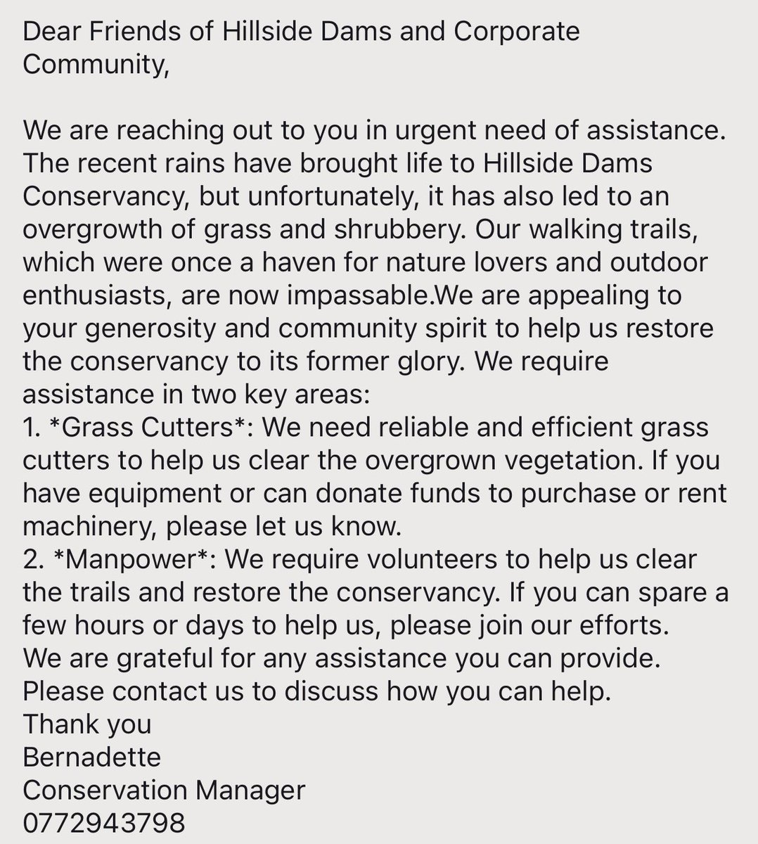 Realbeefactor's tweet photo. Hillside Dams Conservancy is appealing for your help. #Bulawayo https://t.co/XJSYoj95dv