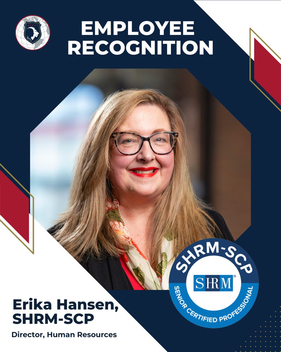 LincolnSec's tweet image. 🌟 Congratulations to Erika Hansen, SHRM-SCP! 🌟

We are thrilled to celebrate Erika Hansen, our Director of Human Resources, on achieving her SHRM Senior Certified Professional (SHRM-SCP) certification!

#LincolnSecurity #HigherStandards #StrongerPartnerships #SHRMSCP