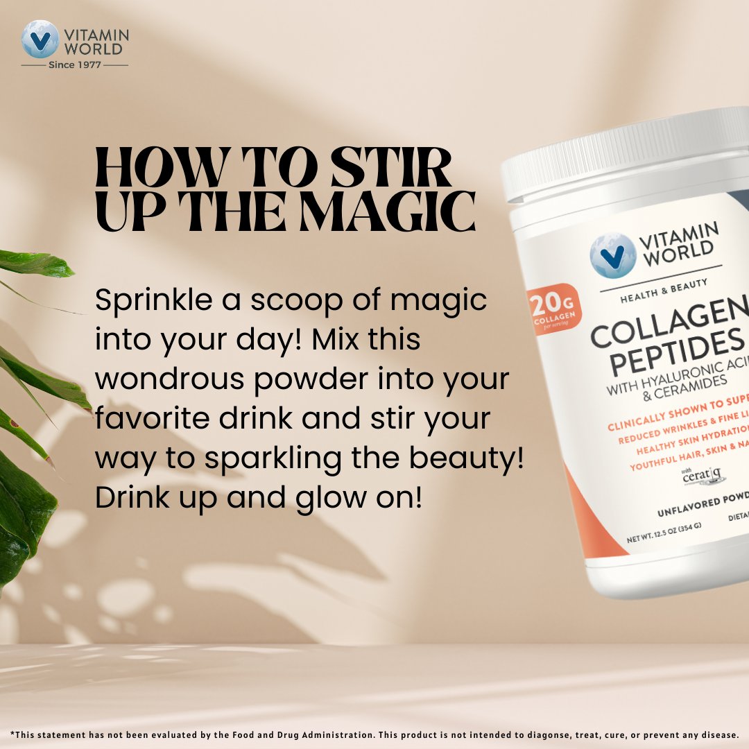 vitaminworld's tweet photo. 💧 Glow from Within with Vitamin World’s Collagen Peptides with Hyaluronic Acid &amp; Ceramides powder! 💧
#collagen #vitaminworld #vitamin #wellness #selfcare https://t.co/S2hNrg5Vw8