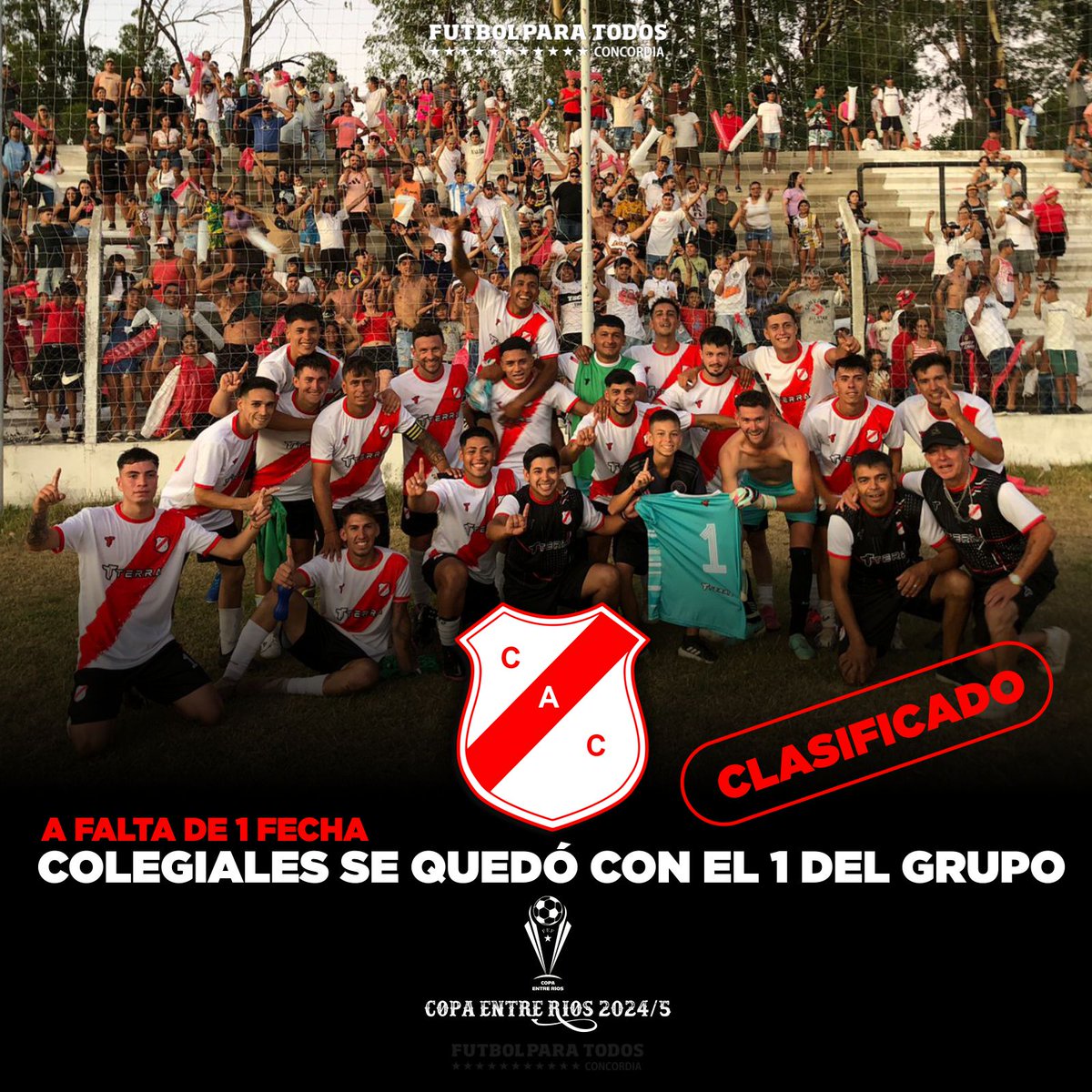 FptConcordia's tweet photo. COLEGIALES SE QUEDÓ CON EL 1 DEL GRUPO A FALTA DE UNA FECHA 🇦🇷⚽🏆

✅ @clubcolegialesoficial sacó una gran diferencia en el grupo concordiense de la Copa Entre Rios y clasificó una fecha antes a los play offs de esta edición.

#Colegiales #CopaEntreRios #FEF https://t.co/JtaingOYSN