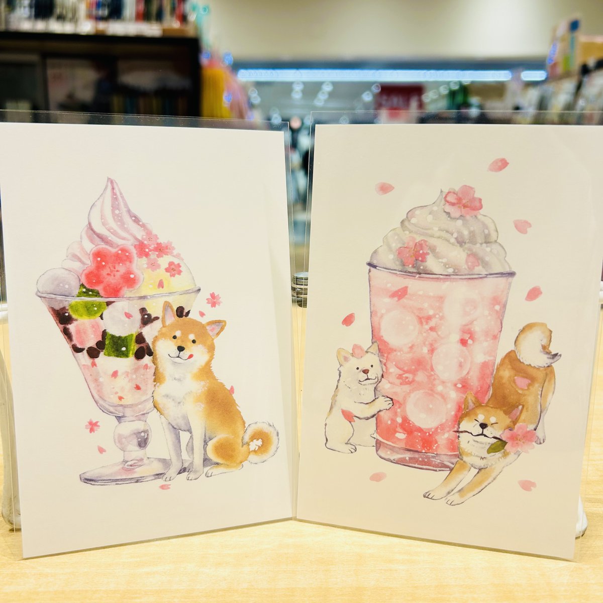 libretto_zm's tweet photo. 村田夏佳さんイラストの新作ポストカード入荷いたしました🌸

今回���、眺めるだけであたたかい気持ちになれる春仕様のイラストです😊

その他にも様々な絵柄もございますので、ぜひ店頭でご覧ください！
皆様のご来店お待ちしております♪

#座間イオン
#リブレットマーケット
#村田夏佳
#柴犬 https://t.co/dMErcz8HjH