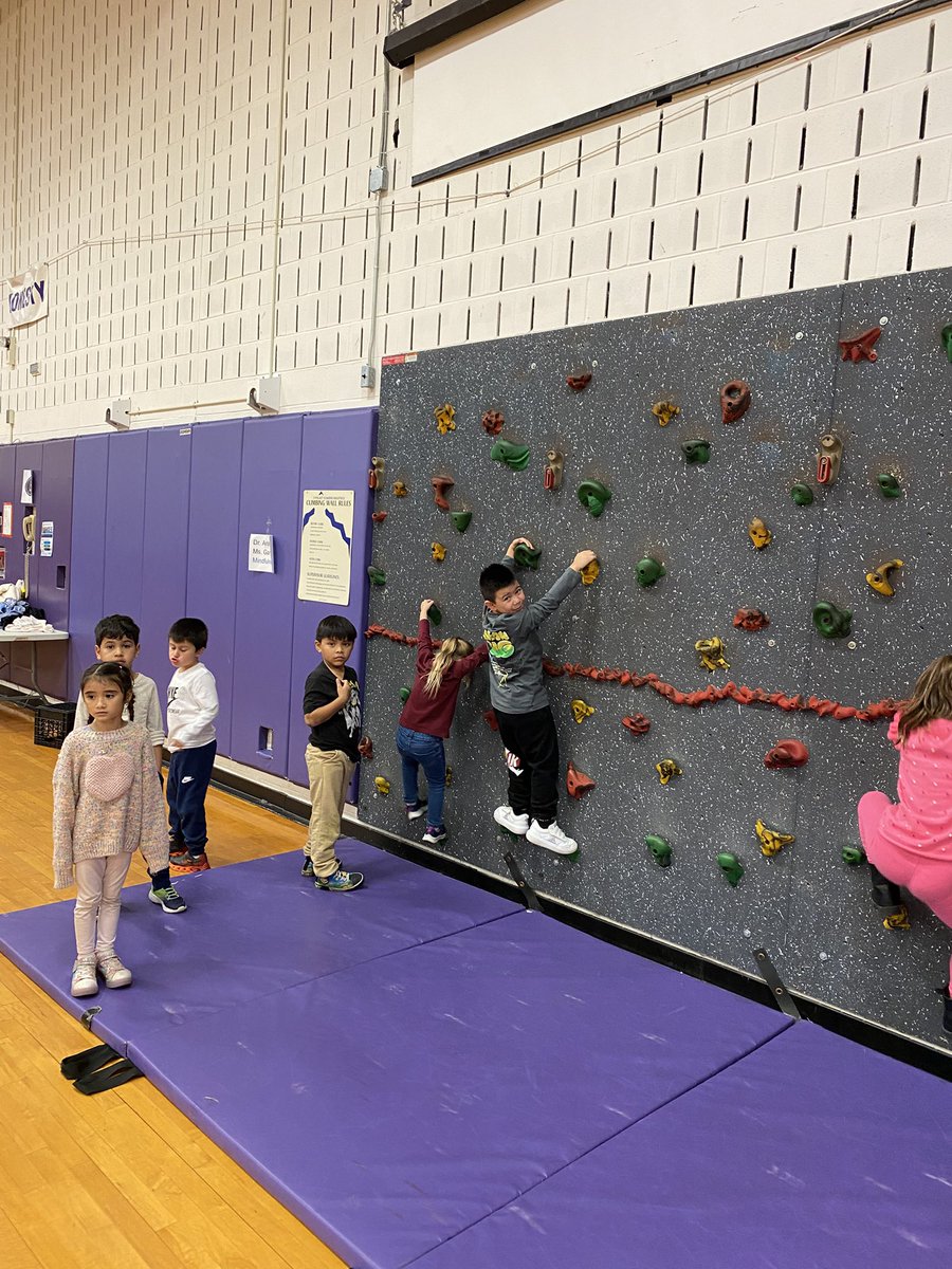 VBatt_PhysEd's tweet photo. Building upper body strength, grip strength and balance through our rock climbing wall and pull-up stations in PE! 🧗 @HamptonBaysES #HBstrong https://t.co/xF0VdZ4hEN