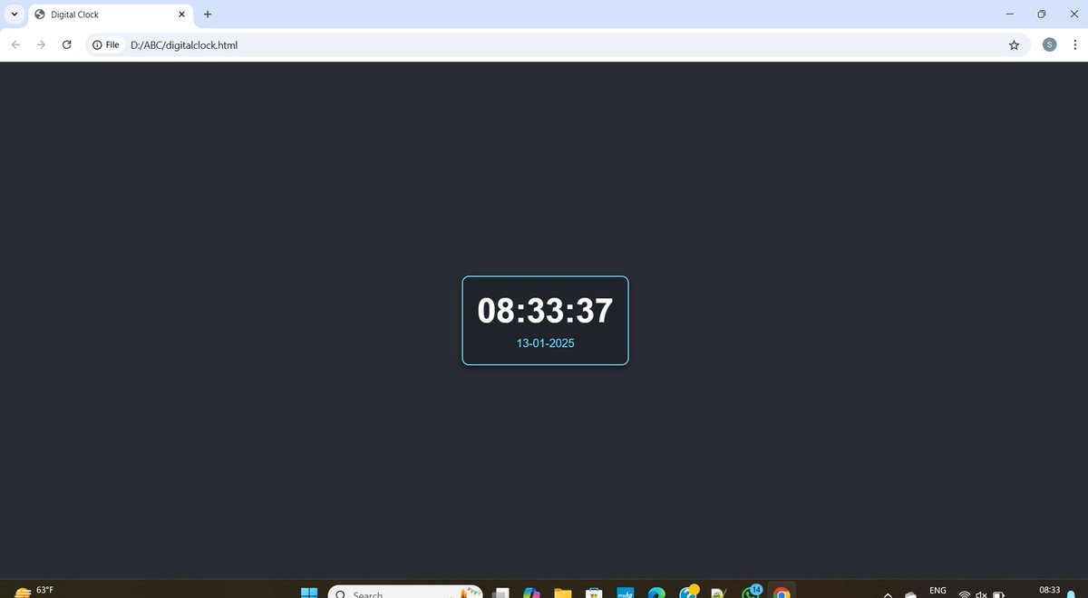 shreyasutar47's tweet photo. 💻 Day 3/30 of #30DaysOfCoding
Created a sleek Digital Clock today! 🕒 It's ticking away, just like my progress in coding. Every second counts on this journey! 🚀
#JavaScriptBeginner #DigitalClock #30DaysOfCode https://t.co/rDXNgP5mqq