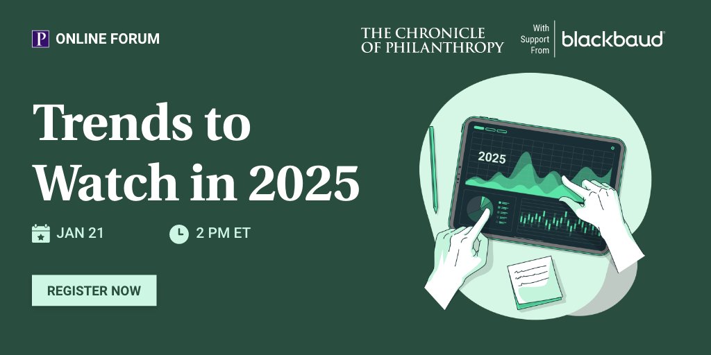 Philanthropy's tweet image. 📣 Our CEO @stacypalmer is hosting a roundtable on January 21 where Chronicle editors and reporters will reveal key trends that will shape the year ahead. Join us to hear their insights on managing today&apos;s nonprofit workforce, dealing with an unpredictable economy, and new ways…