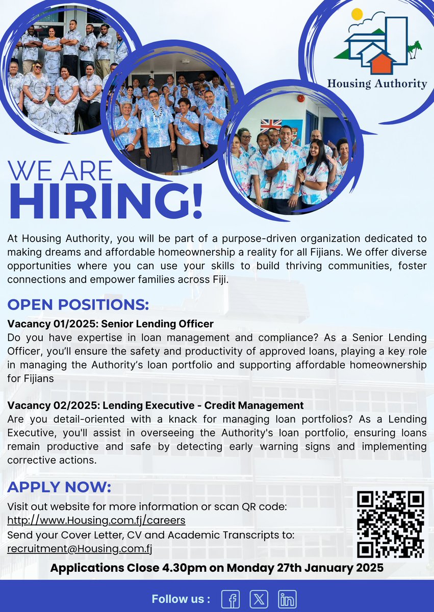 housing_authori's tweet image. Come and join us at #HousingAuthority! If you have the skills, knowledge, and expertise apply for any one of the two roles below. Applications close Monday 27 January 2025 at 4.30pm.