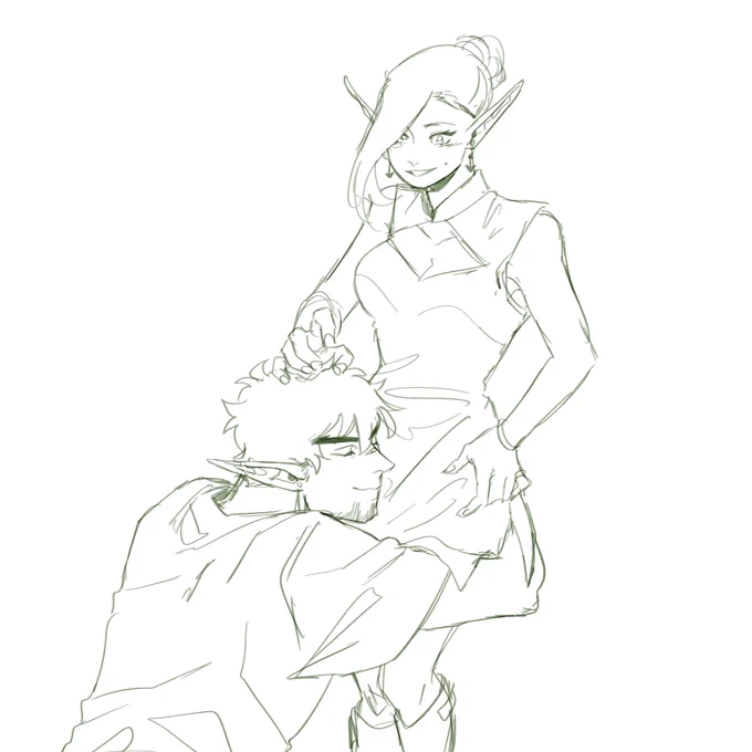 not 100% sure when the draft is from, but I found this old OC sketch and started continuing it and the style diff is kinda fun to look at 