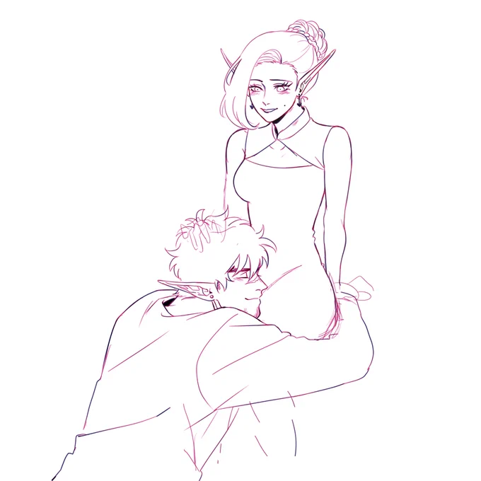 not 100% sure when the draft is from, but I found this old OC sketch and started continuing it and the style diff is kinda fun to look at 