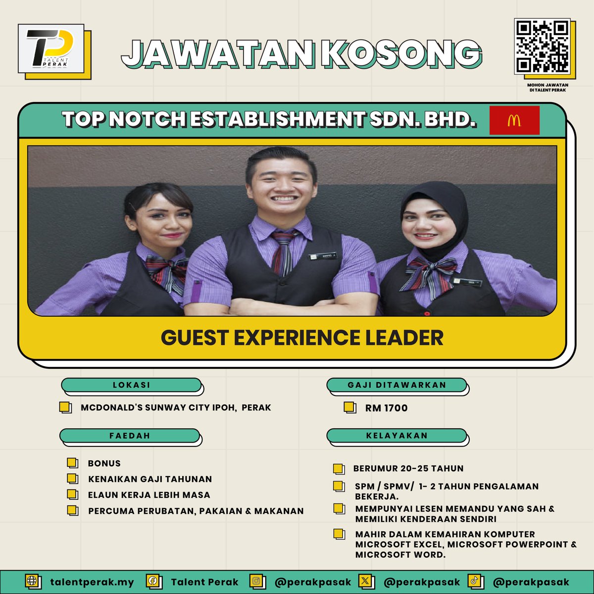 📢 JAWATAN KOSONG

Jom sertai  𝐓𝐎𝐏 𝐍𝐎𝐓𝐂𝐇 𝐄𝐒𝐓𝐀𝐁𝐋𝐈𝐒𝐇𝐌𝐄𝐍𝐓 𝐒𝐃𝐍 𝐁𝐇𝐃 !

Berminat? Scan QR Code di poster untuk mendaftar!

☎️ Sebarang pertanyaan: wasap.my/60103297284/To…
(Isnin - Jumaat jam 9.00 am - 5.00 pm - Tidak termasuk cuti umum)