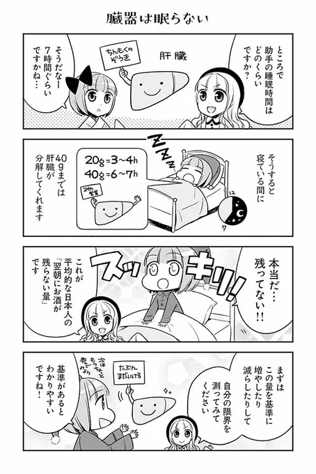 人によって肝臓の能力には差があります。なので、自分の限界がどのぐらいかを、安全な環境で一度確かめることをおすすめいたします。一晩で分解される量が適量ですね。お酒を少しずつ飲んで試してみてください! 3/7
#新成人 #新成人おめでとう #成人の日 #漫画が読めるハッシュタグ 