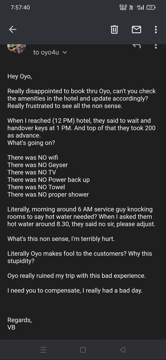 vinodbiradar92's tweet photo. Resolution is due!
Day50 on X
BID: XKJ03287
Issue: 16NOV2024
IssueStatus: Unresolved, aftr contacting many times der is no response no ethics of talking customers no resolution.
Dtails c atchmt.
#ShameOyo #NoToOyo #BoycotOyo
@oyorooms @riteshagar @anilkgoel @abhishek11gupta https://t.co/EwXWU2qYQx