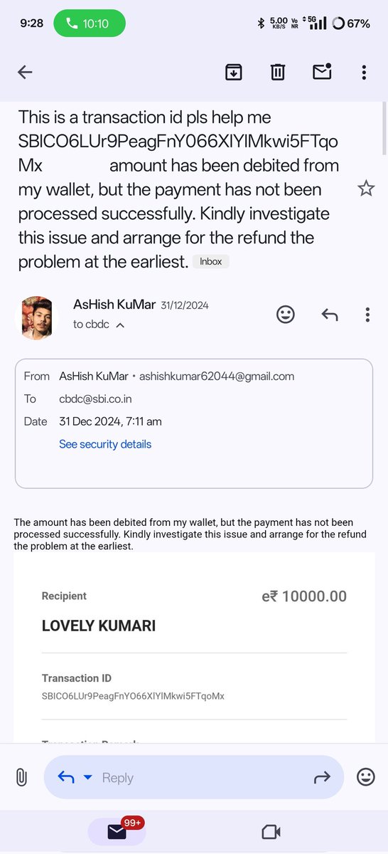 AshishPaira's tweet photo. @TheOfficialSBI @RBI Yesterday I loaded 10000 digital rupees again debited the money from Google Pay. SBI digital erupee money didn't reflect the total amount of 20k SBI, it was very bad, I am not getting any help, it is my hard work's earnings. I did email also but i didn't get any reply 😞🥺 https://t.co/VgBK4UH4ea