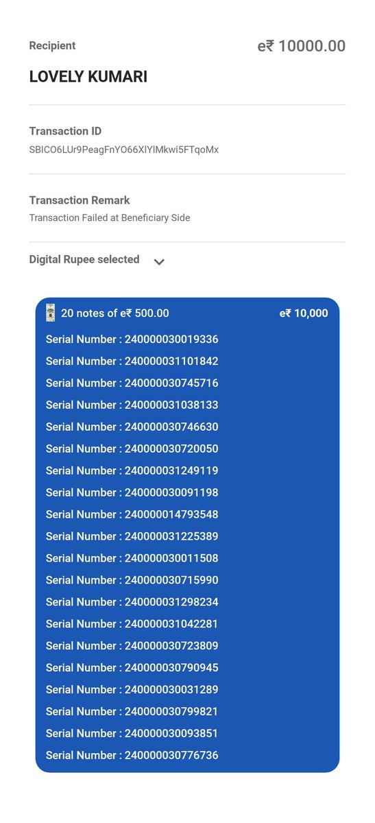 AshishPaira's tweet photo. @TheOfficialSBI @RBI Yesterday I loaded 10000 digital rupees again debited the money from Google Pay. SBI digital erupee money didn't reflect the total amount of 20k SBI, it was very bad, I am not getting any help, it is my hard work's earnings. I did email also but i didn't get any reply 😞🥺 https://t.co/VgBK4UH4ea
