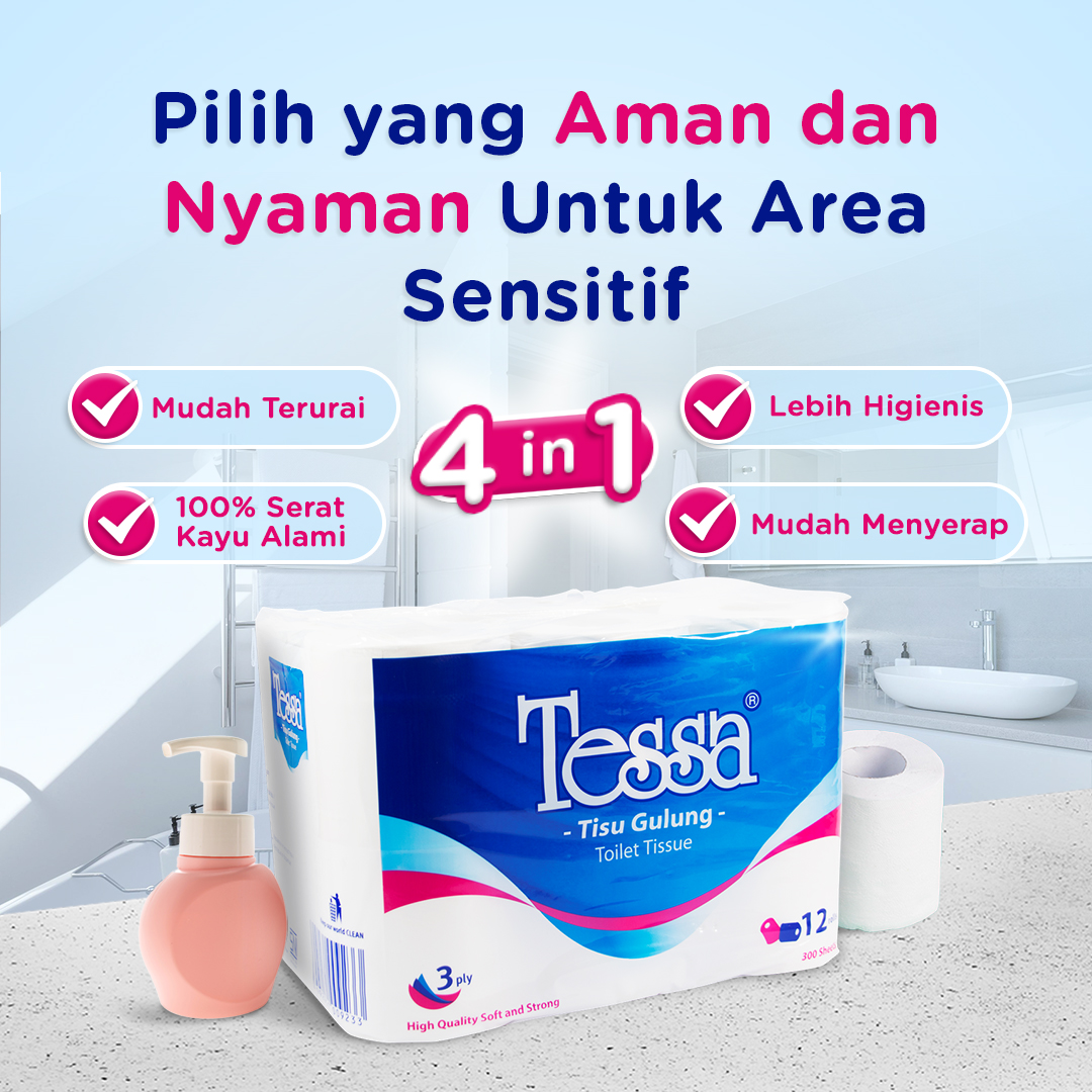 Jangan asal pilih tisu, apalagi untuk area sensitif! Tessa Bathroom Tissue dengan 100% serat kayu alami bikin nyaman dan aman, plus mudah menyerap, terurai, dan lebih higienis. Gak perlu khawatir lagi, yuk pilih Tessa untuk keluarga!

#bathroomtissue #tisutoilet #tissueyatessa