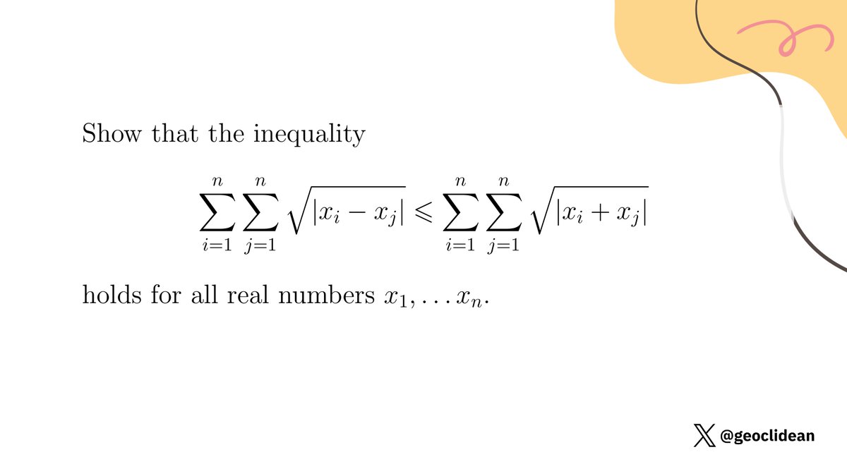 geoclidean's tweet photo. Mount inequality erupts downwards?
#IMO2021 #IMO #Algebra #NvariableInequality #Inequalities #Convexity #Concavity https://t.co/p7YGFngcF8
