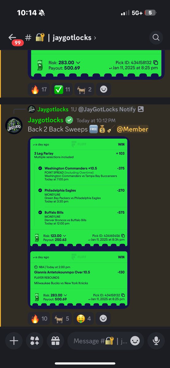 Jaygotlocks's tweet image. Sweat Freeee Sweep 🧹🤑

Cash The POTD &amp;amp; The NFL Lay ✅🍀

Turn on notifications to get all my slips as will be back active on here 🔙🔐

&amp;amp; Back 2 Back Sweeps In @ndotdiab @ndotdiscord we lit fr 💰🤑

#GamblingX #GamblingCommunity