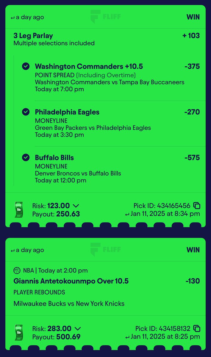 Jaygotlocks's tweet image. Sweat Freeee Sweep 🧹🤑

Cash The POTD &amp;amp; The NFL Lay ✅🍀

Turn on notifications to get all my slips as will be back active on here 🔙🔐

&amp;amp; Back 2 Back Sweeps In @ndotdiab @ndotdiscord we lit fr 💰🤑

#GamblingX #GamblingCommunity