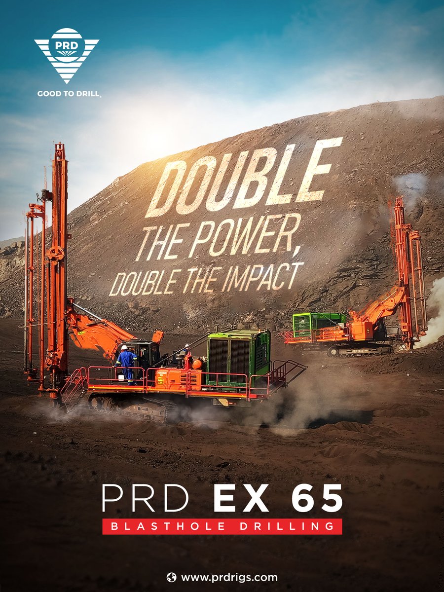 Paran_TT's tweet photo. Double the Power, Double the Impact!
Meet our dynamic duoโtwo PRD EX 65 drilling rigs working together to conquer challenges and deliver unmatched results. Twice the efficiency, twice the precision, and double the impact on every project.
.
.
.
#prdrigs #mining #productivity https://t.co/Yag5RSXDIl