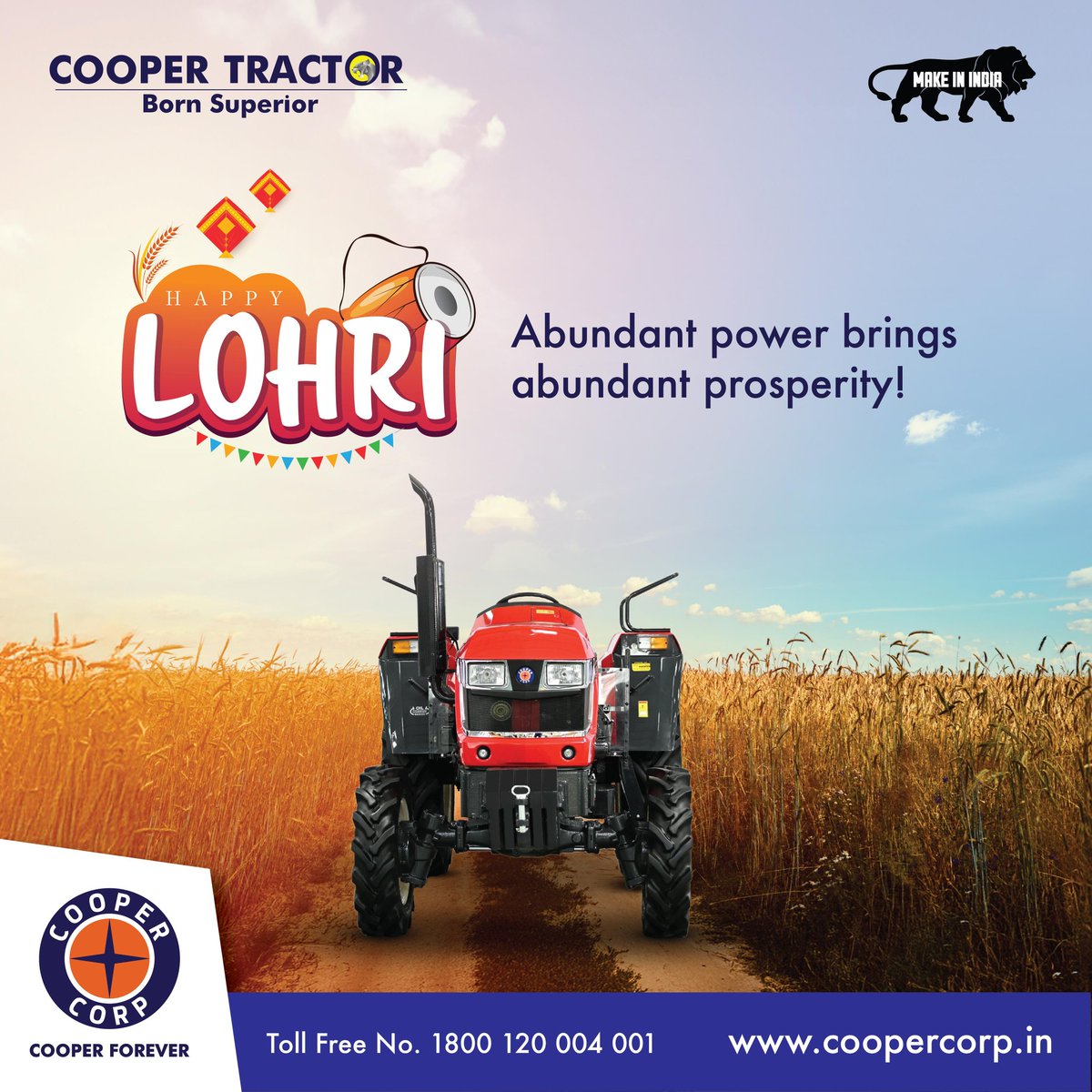 CooperCorpIndia's tweet photo. Celebrate the festival of harvest with the power of innovation and prosperity! Cooper Tractor wishes you a Happy Lohri filled with abundance and joy.
.
.
.
.
#HappyLohri #CooperForever #MakeInIndia #CooperTractor #DareToCompare #Tractors https://t.co/1bVIPwLo1o