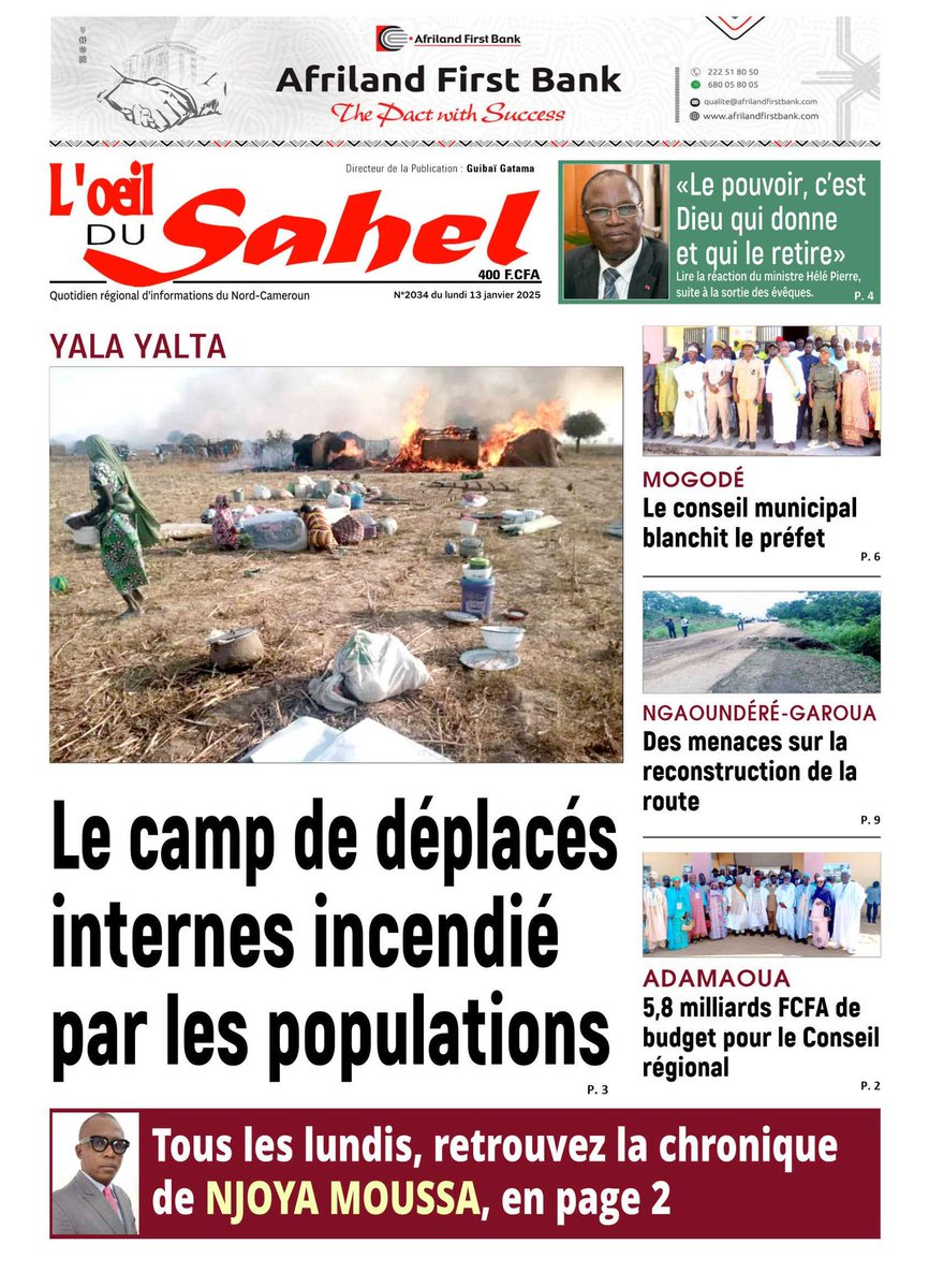 Le tout premier numéro de votre quotidien (13 janvier 2025). Cliquez sur ekiosque.cm et achetez votre journal en ligne à 200 FCFA. Bonne lecture.