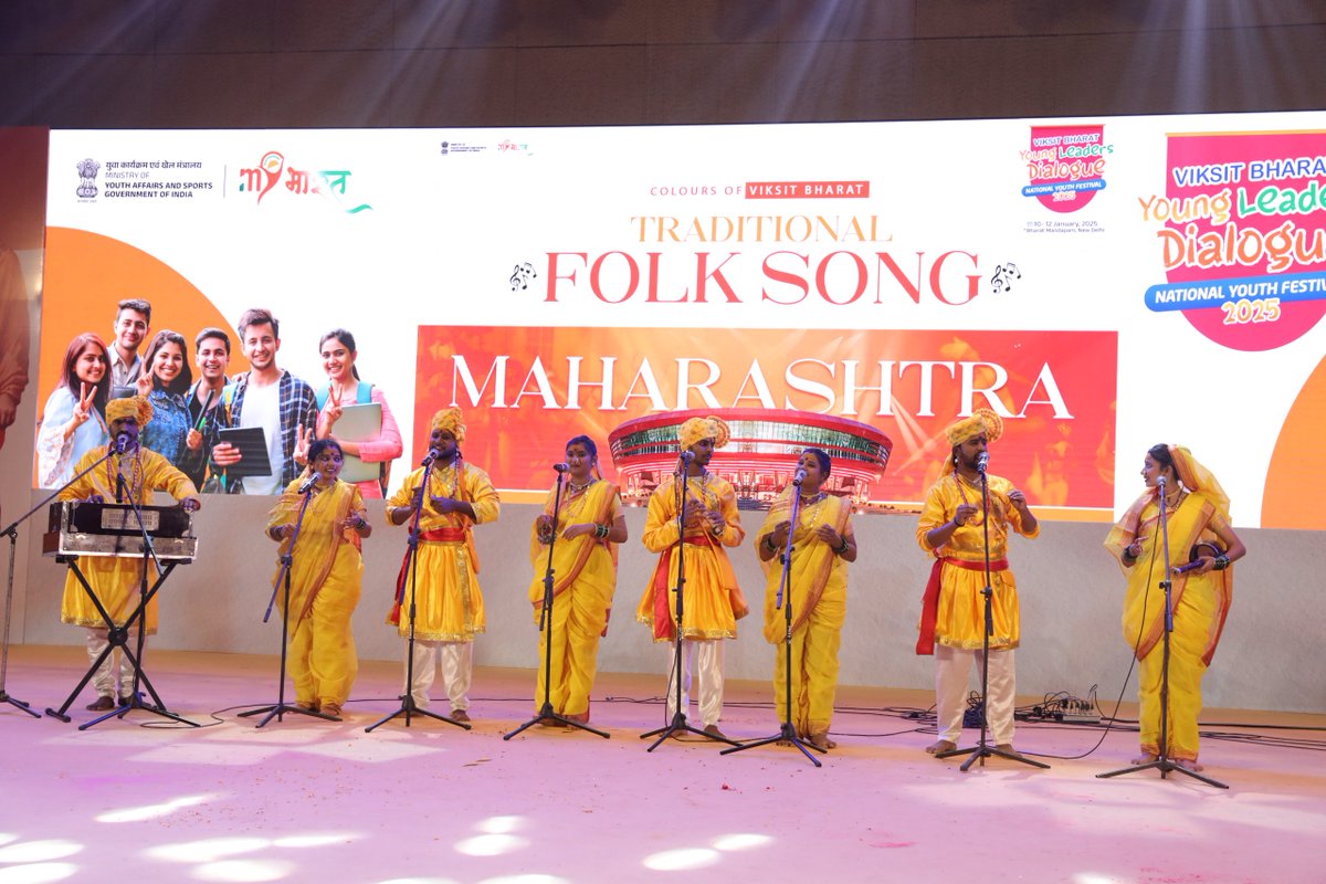 Glimpses of culural night: The captivating rhythms of NYKS-MYBharat Maharashtra’s folk music created an atmosphere of joy and tradition at #ViksitBharatYoungLeadersDialogue. 🎶 #VBYLD2025 #NYF2025