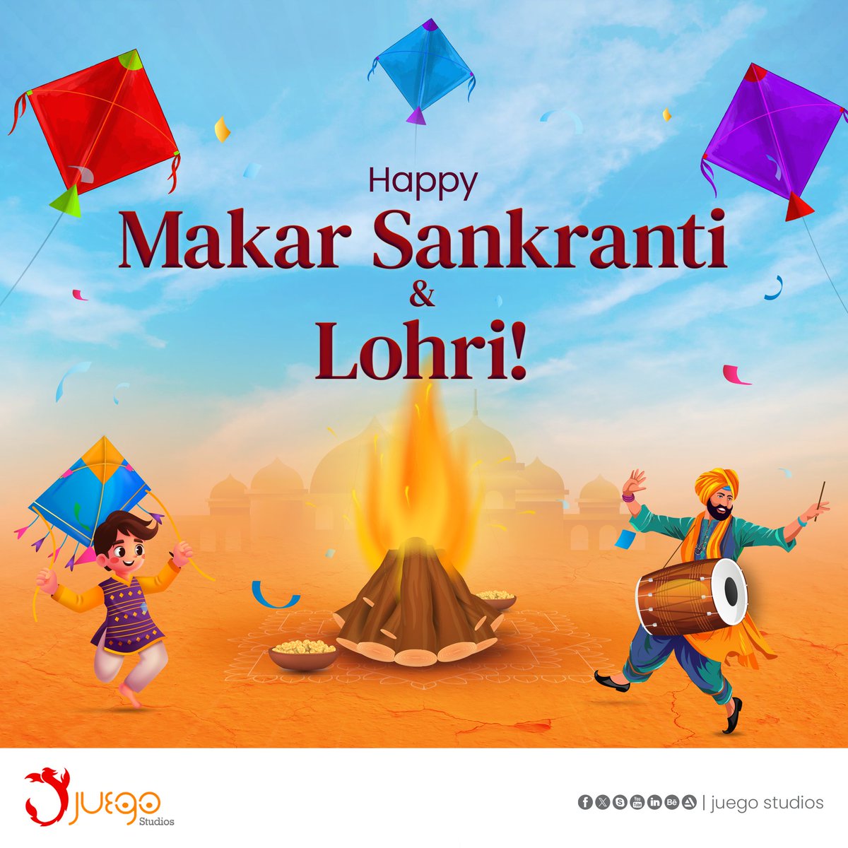 This Makar Sankranti and Lohri, let’s rejoice in the spirit of new beginnings, vibrant kites, and warm bonfires! May your year be as sweet as jaggery and as colorful as the festivities. 🎉
 
Wishing everyone a joyful and prosperous Makar Sankranti and Lohri! 🪁🔥