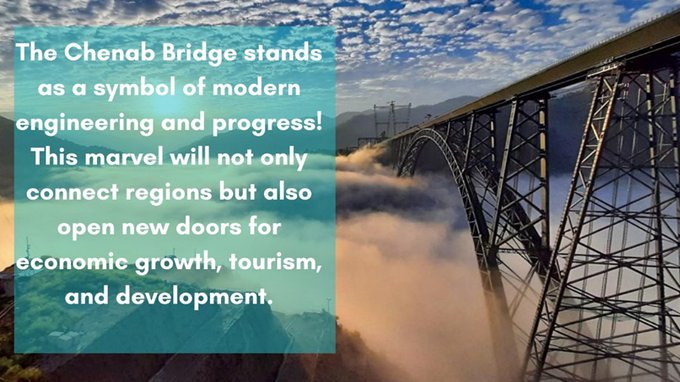 aashiya_mir's tweet photo. The Chenab Bridge stands as a symbols of modern engineering and progress! This marvel will not only connect regions but also open new doors for economic growth, tourism and development. #KashmirOnTheRise https://t.co/CQe3Cwf8Xk