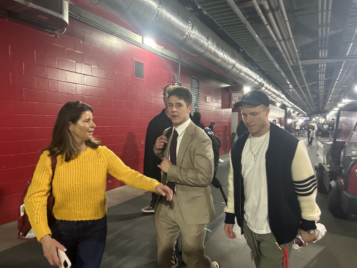 GrantPaulsen's tweet photo. The entire McCaffrey clan was in the house to see Luke’s post season debut. Christian and Ed have had many of their own playoff wins to celebrate. 

Now Luke joins the club. https://t.co/9lMzuhmgfv