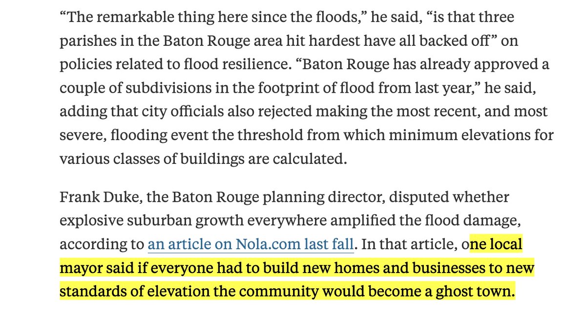 Revkin's tweet photo. @wildland_zko Same happened in Colorado after the #marshallfire. Same happened in Baton Rouge, Louisiana, after epic flooding (communities relaxed flood-related codes). https://t.co/B2ixsWG44F https://t.co/84ZvCMXP7j