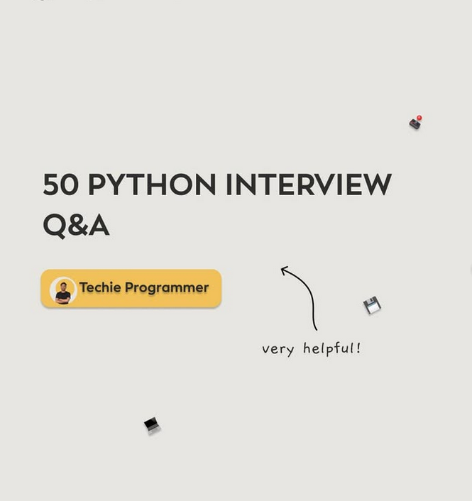 PythonDvz's tweet photo. 50 Python Interview Q&amp;A

#python #programming #developer #programmer #coding #coder #softwaredeveloper #computerscience #webdev #webdeveloper #webdevelopment #pythonprogramming #pythonquiz #ai #ml #machinelearning #datascience https://t.co/K5xJ1SPuMN