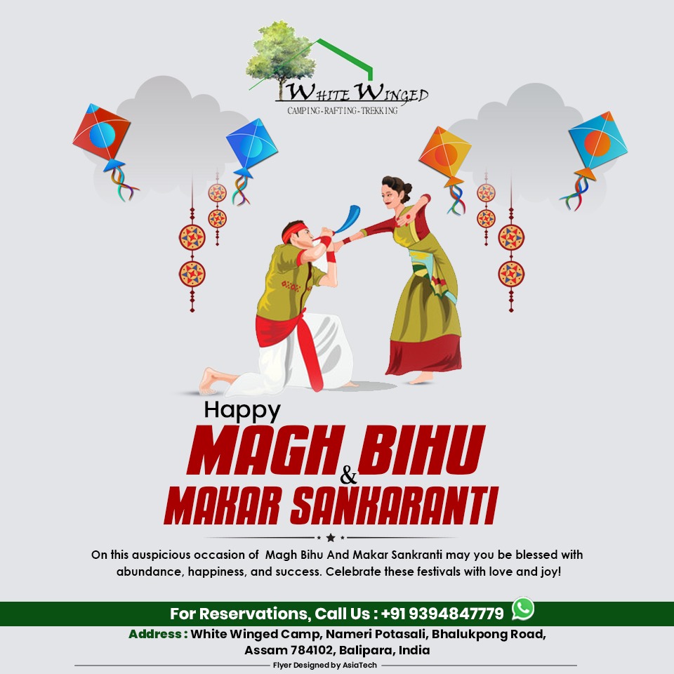 wingedcamp's tweet photo. ✨ Celebrate #MaghBihu &amp; #MakaraSankranti  at #WhiteWingedCamp Nameri ! On this auspicious occasion, may your life be filled with abundance, happiness, and success! 🌾
👉 For Booking:
📞 9394847779

#MakarSankranti2025 #ExploreAssam #NameriCamp  #NatureStay #AdventureCamp #Assam https://t.co/zJHoo6wpXk