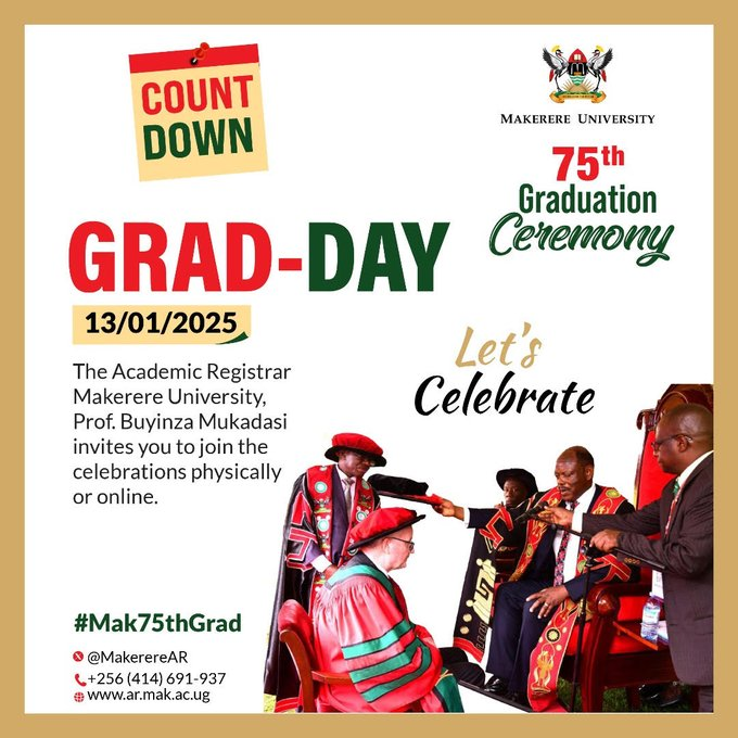 MakerereLaw's tweet image. #Mak75thGrad 🎉Dear esteemed  graduands #Class2025, hearty congratulations to you all on reaching this milestone. Your hard work and resilience has yielded. Enjoy the day and best wishes in your careers. Keep the @MakerereLaw flag high wherever you go. 
Dr. Ronald Naluwairo, Dean
