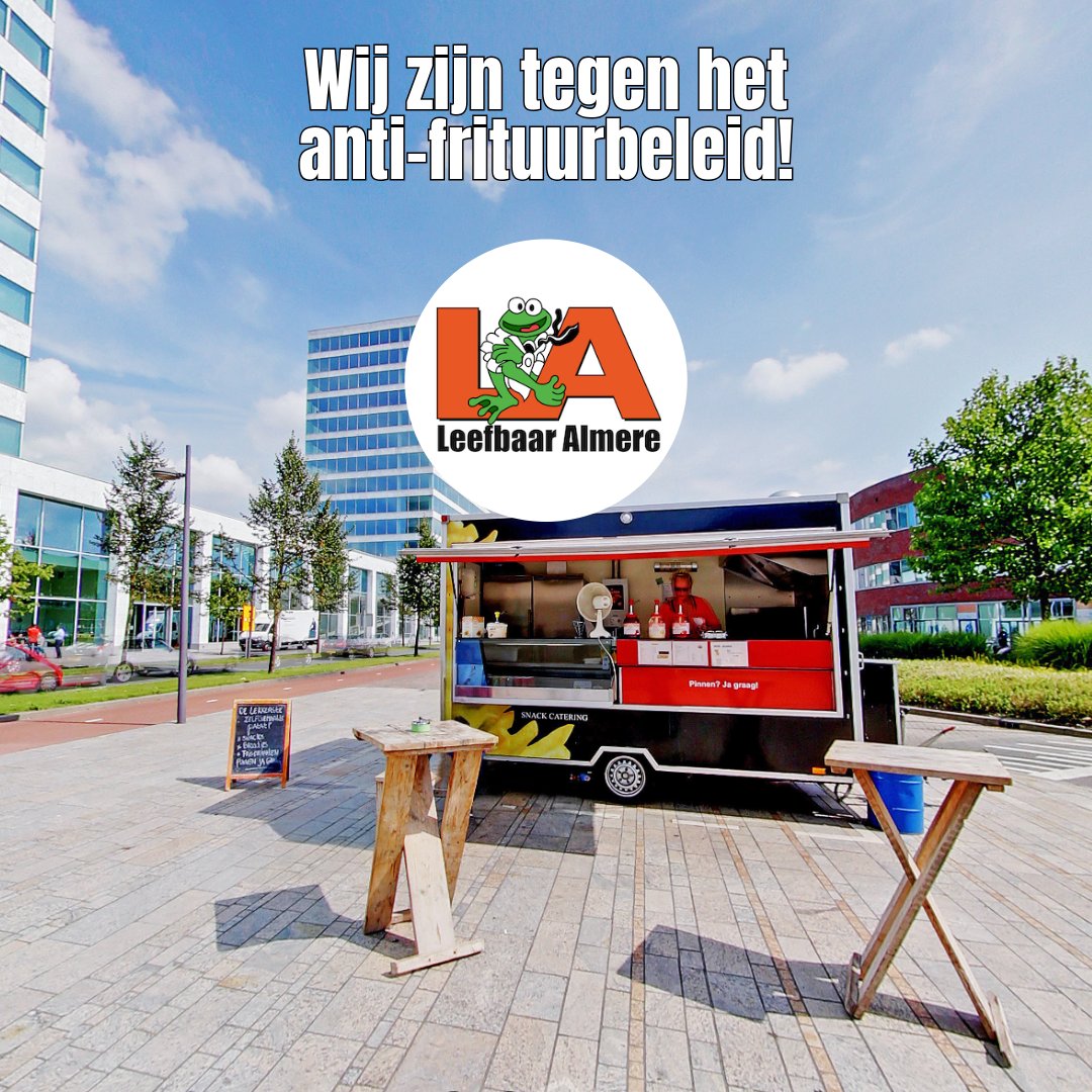 Wij zijn tegen het anti-frituurbeleid!

De Gemeente Almere wil kramen met gefrituurde producten, zoals oliebollen, patat of kibbeling, op veel plekken verbieden binnen 100 meter van scholen. Dit raakt in veel gevallen vitale knooppunten zoals wijkkernen met een supermarkten en