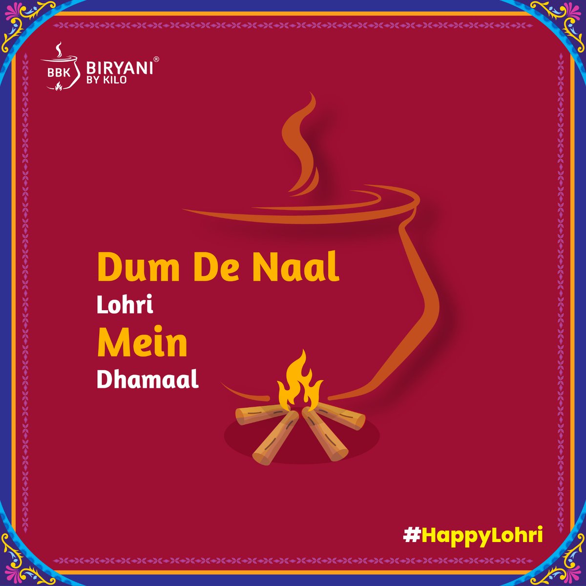 Wishing everyone a very Happy Lohri and Dumdaar celebrations🌾🔥

📲 Order now on the BBK App, Web, 📞1800-212-2-212, Zomato, &amp; Swiggy.

#BiryaniByKilo #HappyLohri #Lohri #Kebab #Curry #Biryani #Desserts #OrderNow #Biryaniyans #Dumdaar #Celebrations