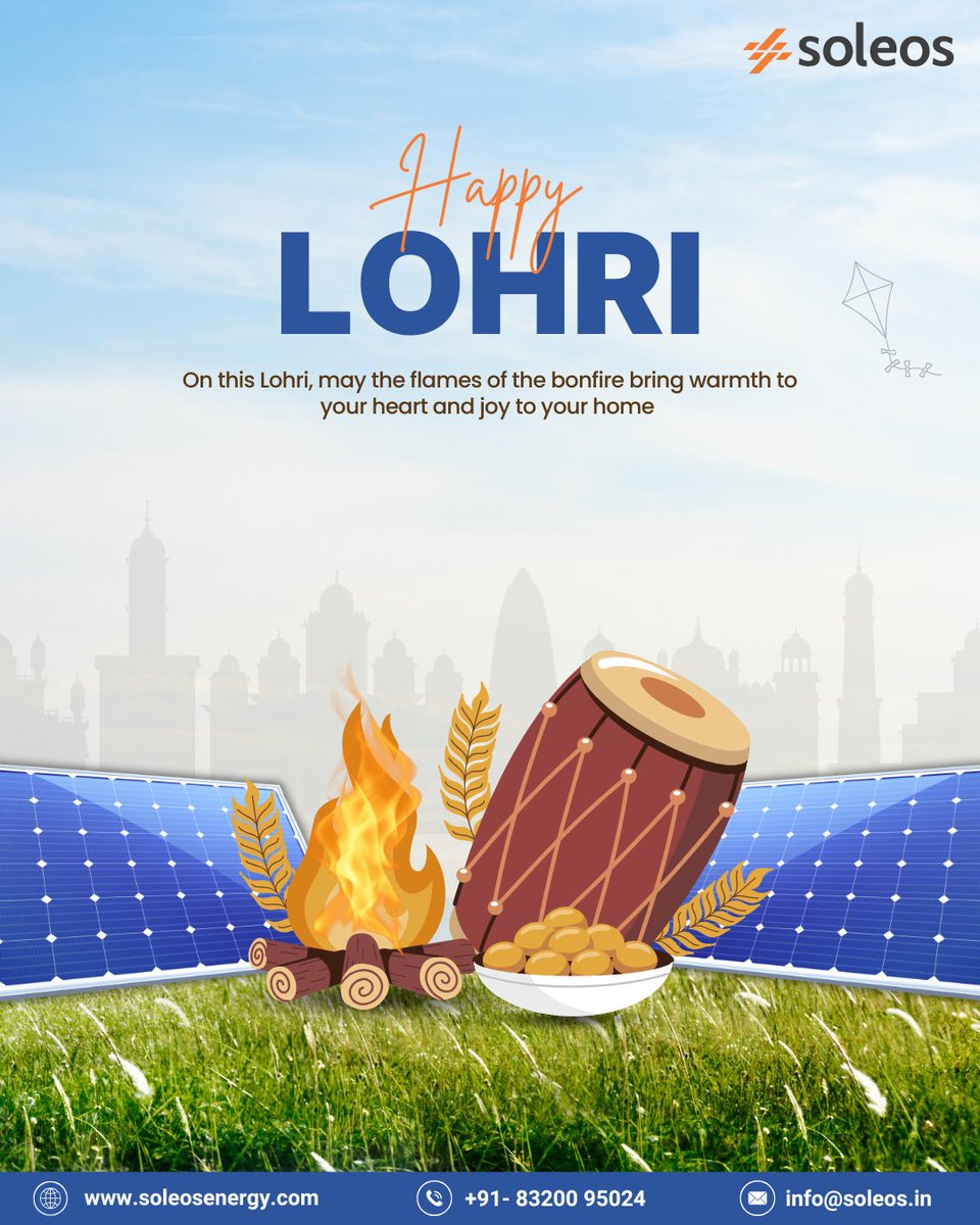SoleosEnergy's tweet photo. 🌞🔥 Happy Lohri from Soleos Solar! 🌾

May the warmth of the bonfire bring joy to your heart and light to your home. Let's celebrate togetherness and a sustainable future this festive season.

#HappyLohri #SoleosSolar #RenewableEnergy #FestivalVibes https://t.co/Y3NFJN3L8c