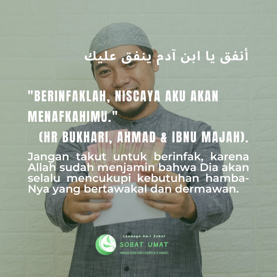 LAZSobatUmat's tweet photo. Dengan berinfaq, kita tidak hanya berbagi harta, tapi juga membangun kesejahteraan umat. Jadikan setiap pemberian sebagai ladang pahala dan harapan untuk masa depan yang lebih baik.
🌍✨ #InfaqUntukUmat #SobatUmatBerinfaq #InfaqMembanguNnegeri #SobatUmatMembatu #Infaq https://t.co/z6XaqCdQO0