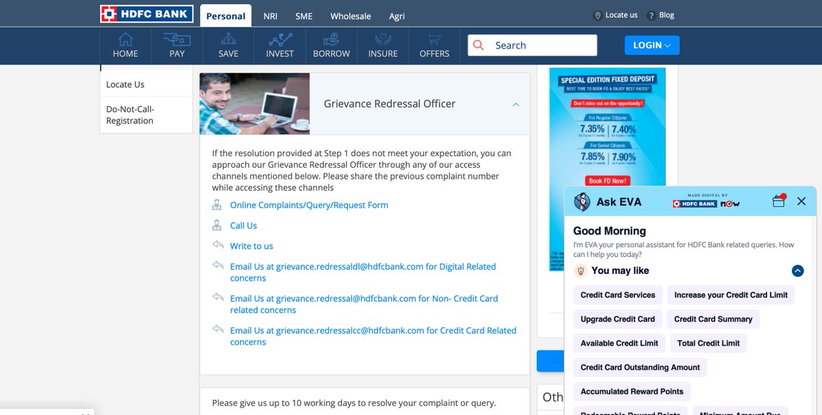 bramhi1995's tweet photo. @HDFC_Bank I  am trying to register a grievance request on mail address given on your website but the mail is undelivered due to mail address not found, can you help me here https://t.co/NzzI9fQTr6
