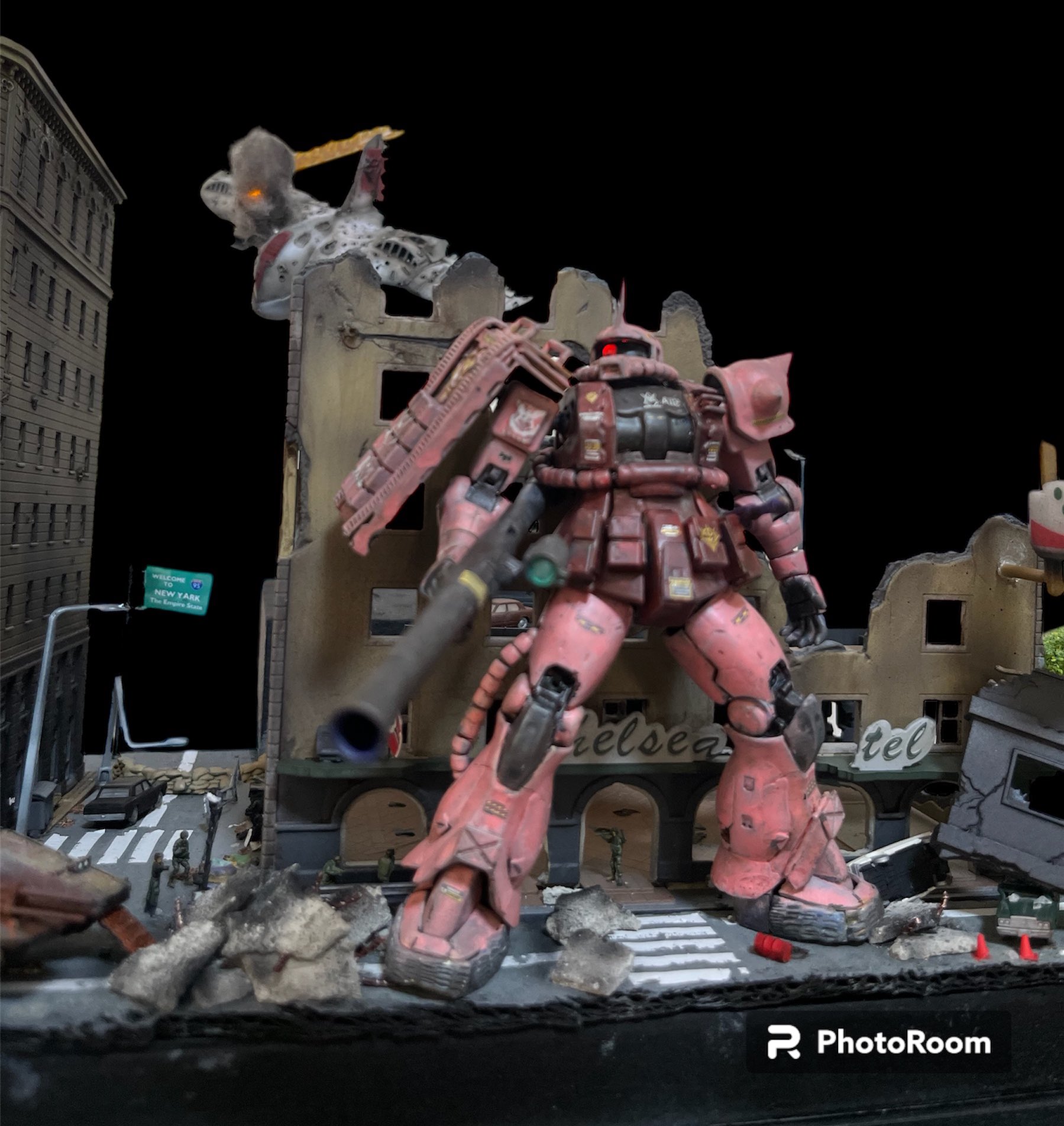 ザク強襲（オリジナルジオラマ） HG 軍警ザク ゲルググ(スガイ機) ジオラマ完成品 GQuuuuuuX