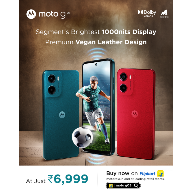 motorolaindia's tweet photo. Now Grab your Best Entry Level Smartphone at just ₹6,999, powered with Segments Brightest 6 67" punch-hole 1000nits Display, Segment’s only Vegan Leather Finish, latest Android™ 15.
Buy now at just ₹6,999 @Flipkart | https://t.co/azcEfy1Wlo | leading stores.
#MotoG05 #MastHai